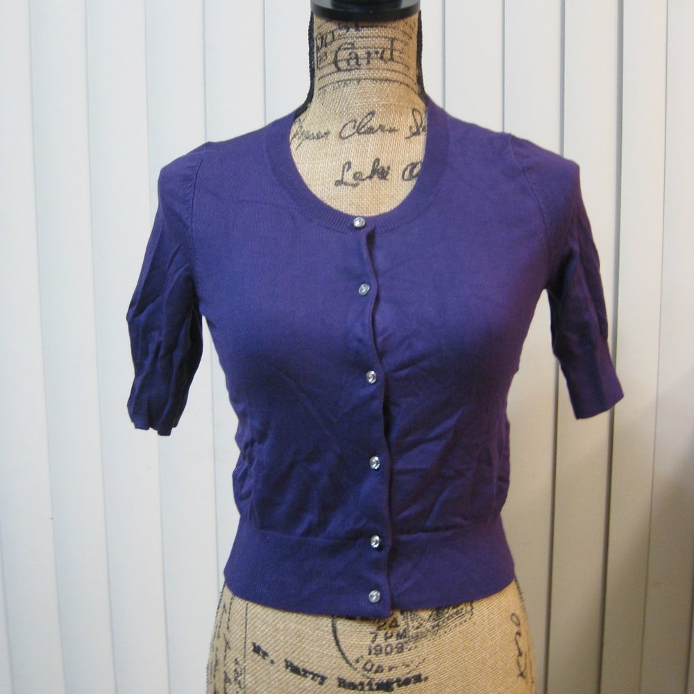 NWT Express purple cropped cardigan sweater XS extra small